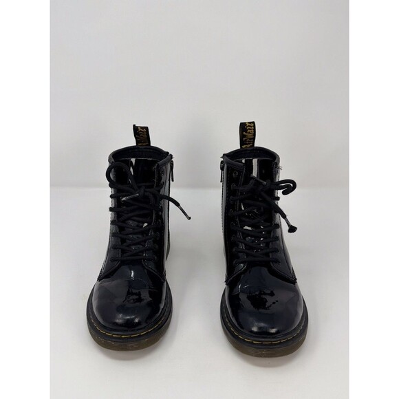 Dr Martens 1460 Juniors Combat Boots Black Patent Leather Lace Up Booties US 3 - Picture 2 of 9